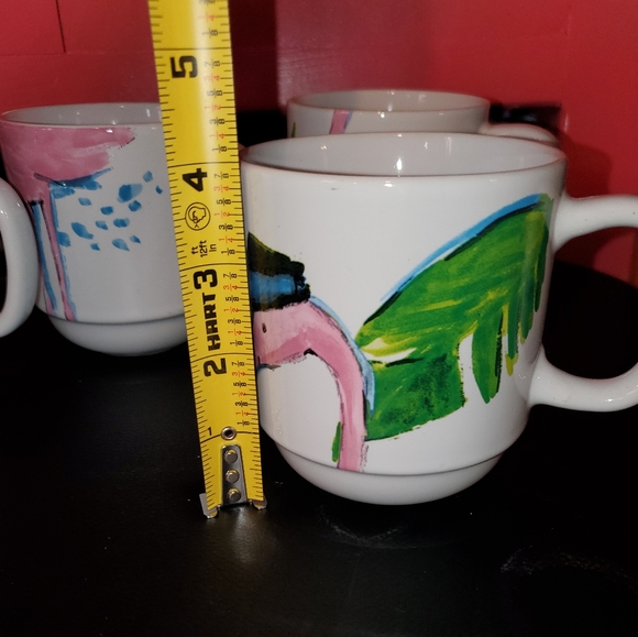 Stackable flamingo mugs with holder 4 mugs NWT - Picture 3 of 12
